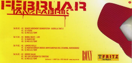 Roxy 2005 Februar Flyer